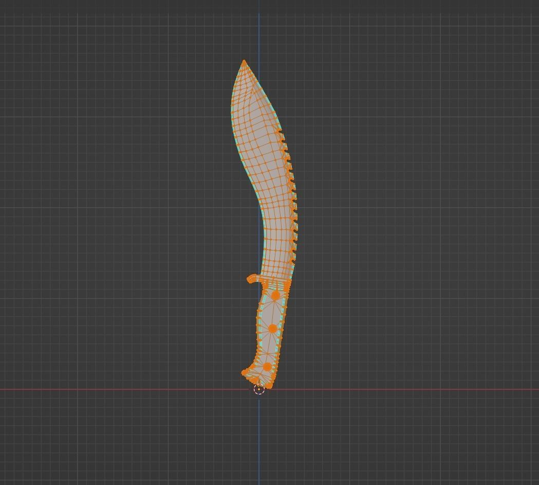 Knife Sawback Kukri with Sheath Low-poly 3D model_15