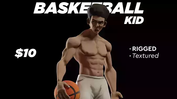 Basketball Kid Rigged Low Poly 3d Model Low-poly 3D model