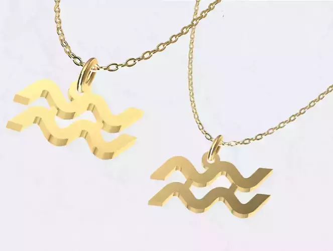 Aquarius Zodiac Sign Pendant Necklace