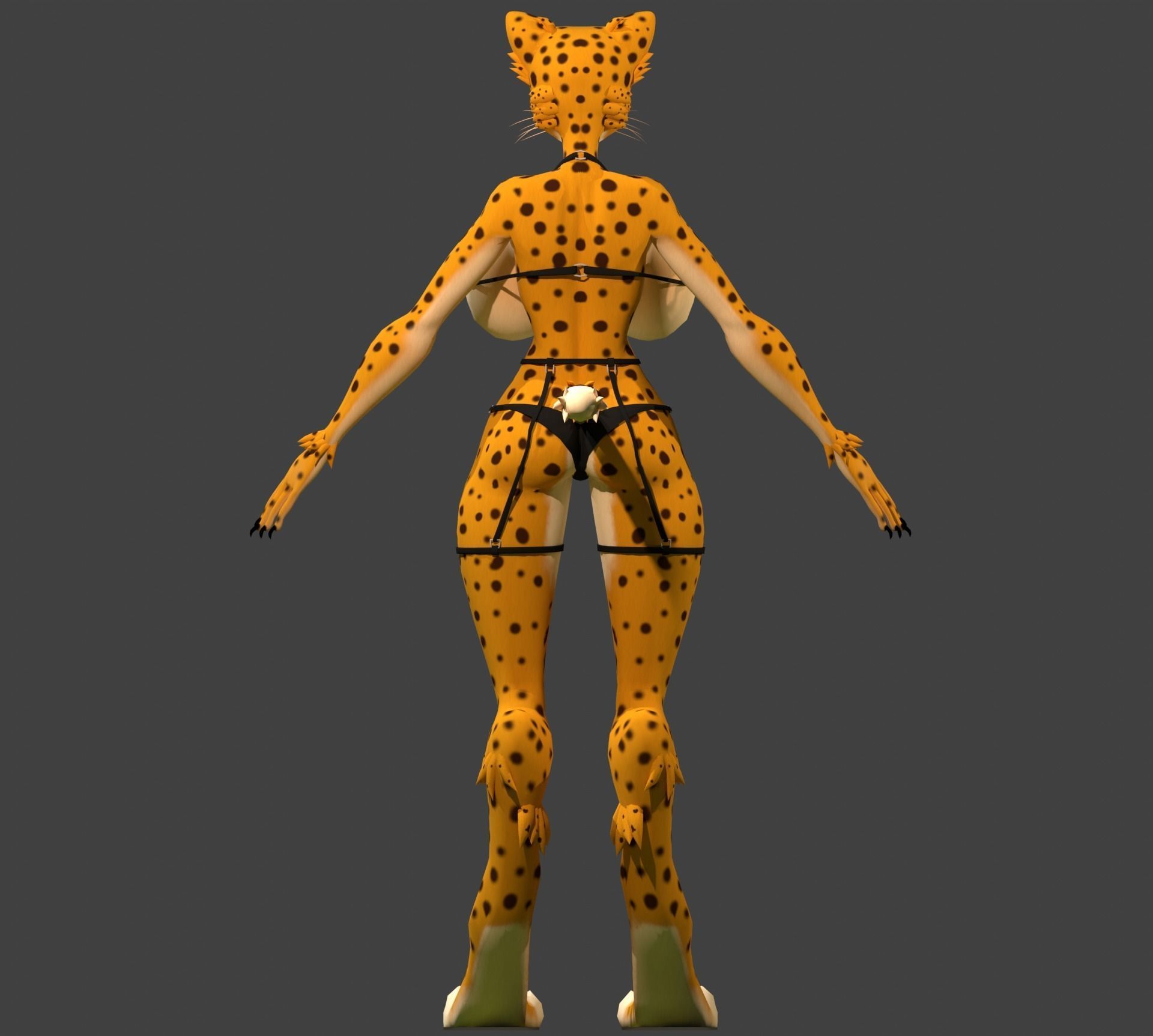 Furry Cheetah Woman Avatar Low-poly 3D model_11