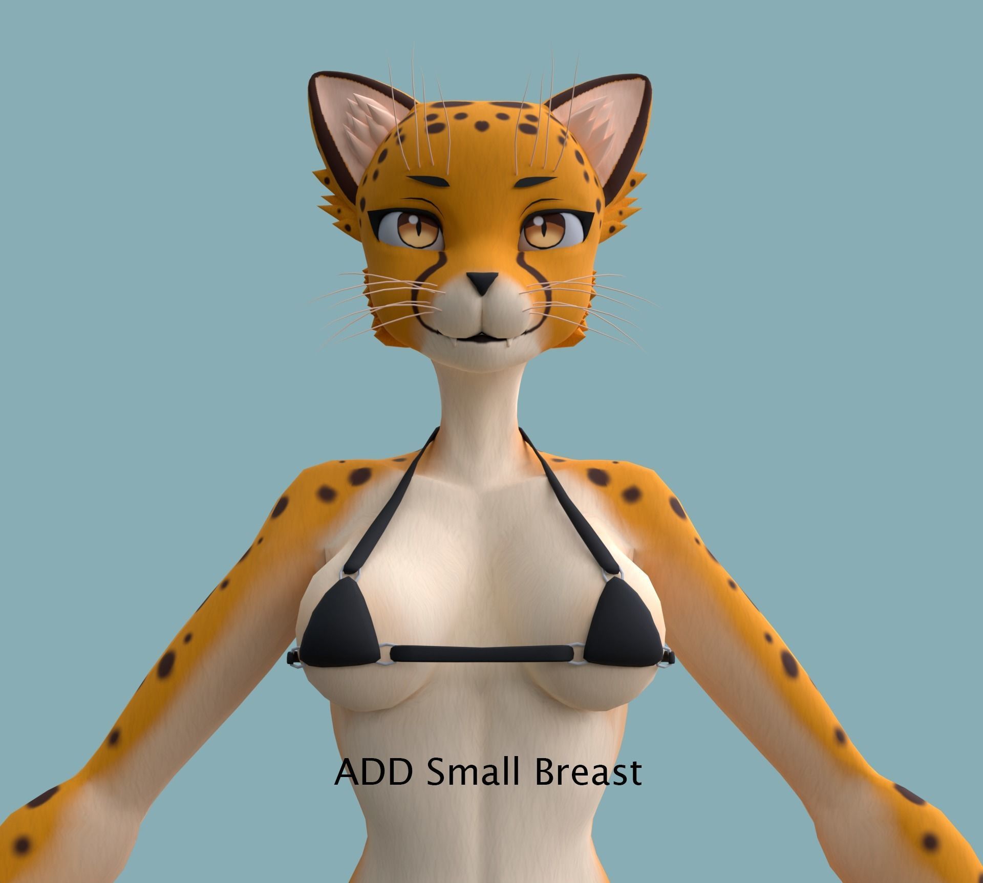 Furry Cheetah Woman Avatar Low-poly 3D model_14