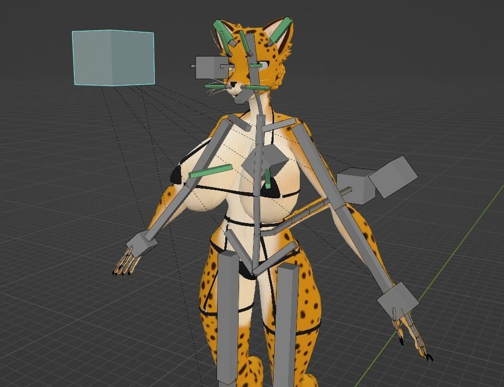 Furry Cheetah Woman Avatar Low-poly 3D model_12