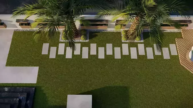 Garden design 3d model of luxury villa 3D model