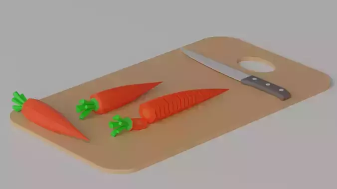 Cartoon Sliced Carrot Chopping Board Kitchen Knife 1