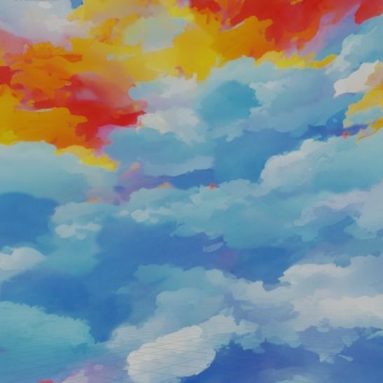 Fantasy Painted Clouds Skybox Low-poly 3D model_5