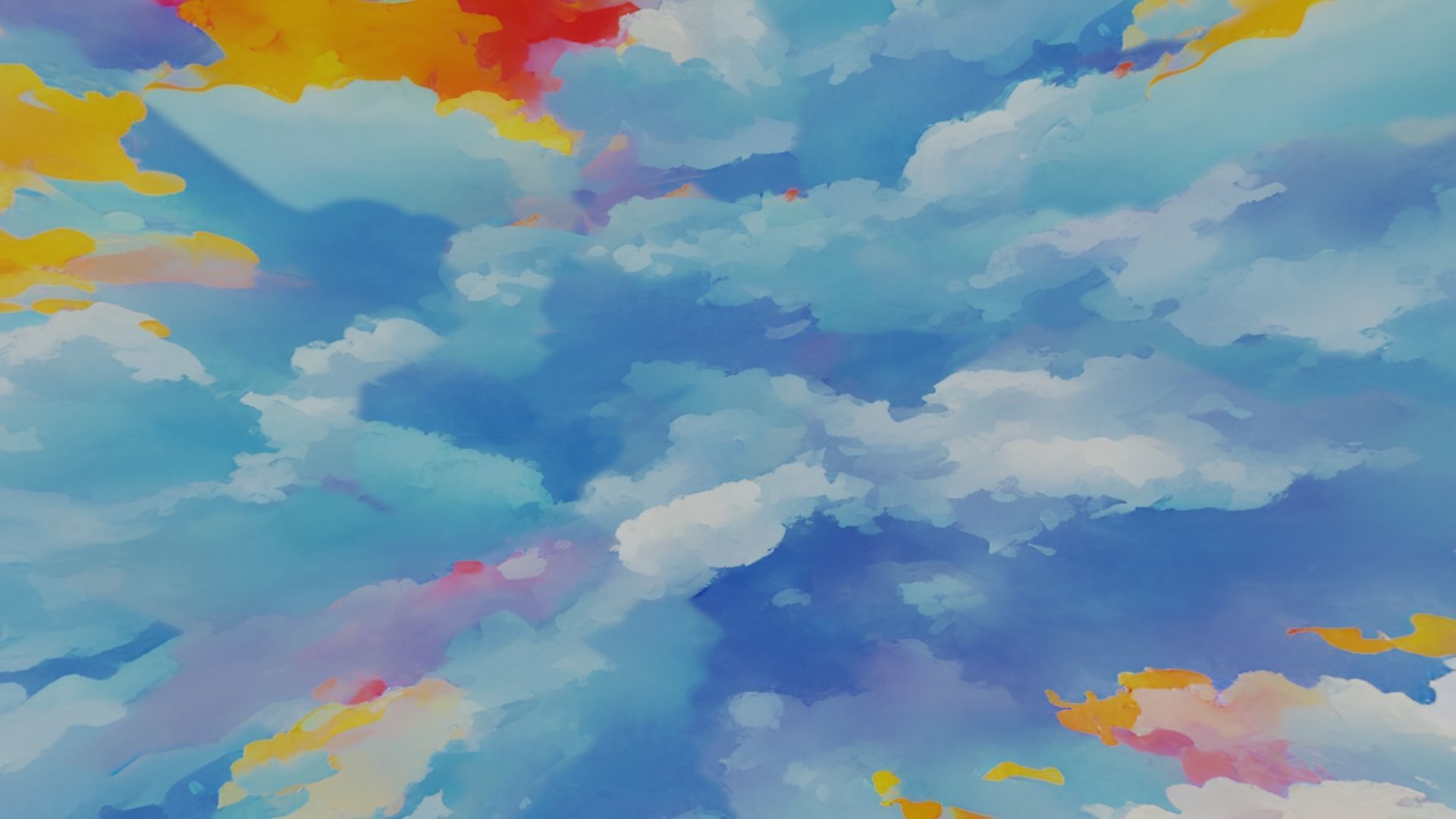 Fantasy Painted Clouds Skybox Low-poly 3D model_3