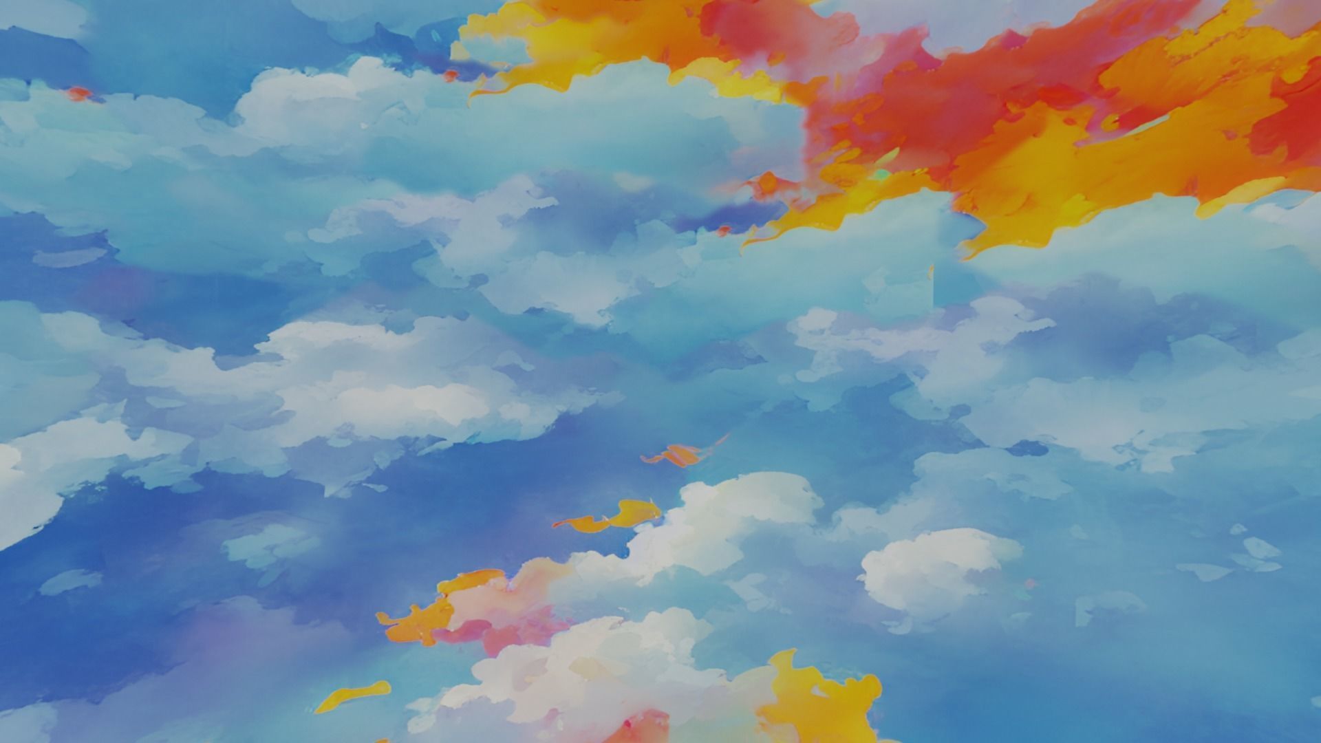 Fantasy Painted Clouds Skybox Low-poly 3D model_4