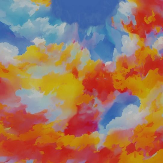 Fantasy Painted Clouds Skybox Low-poly 3D model_7