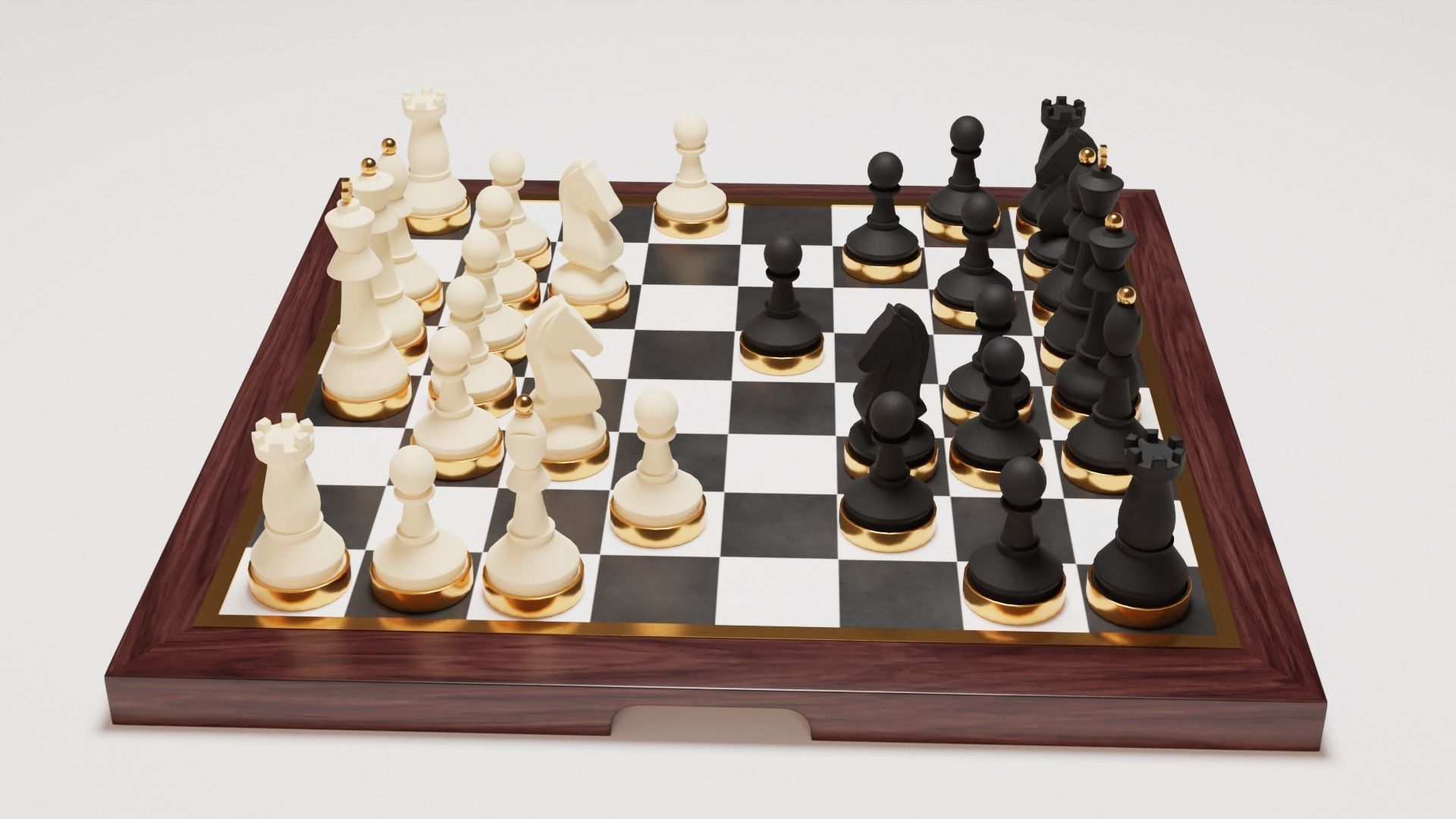 Chess Set board with pieces Low-poly 3D model_2