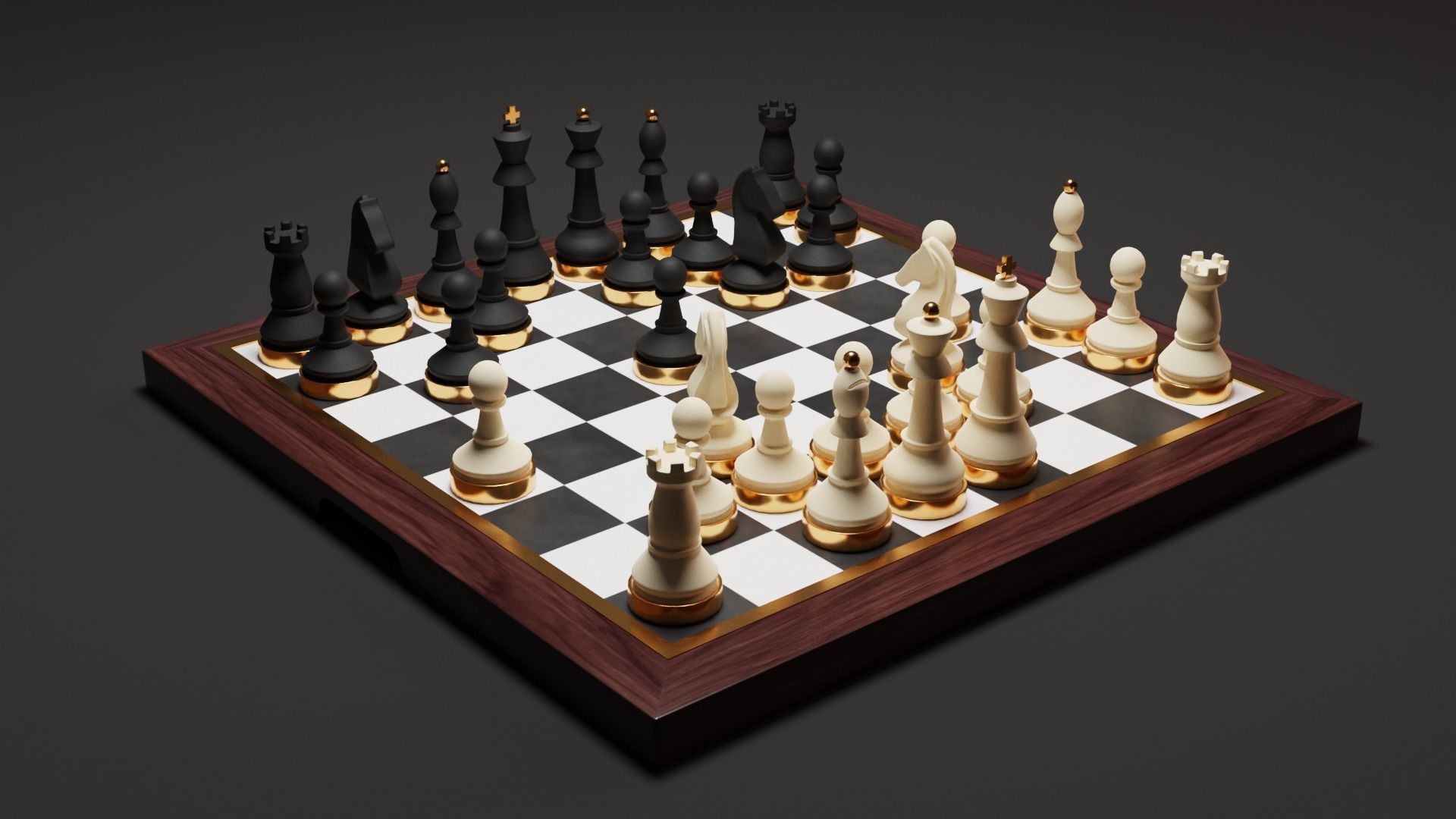 Chess Set board with pieces Low-poly 3D model_3