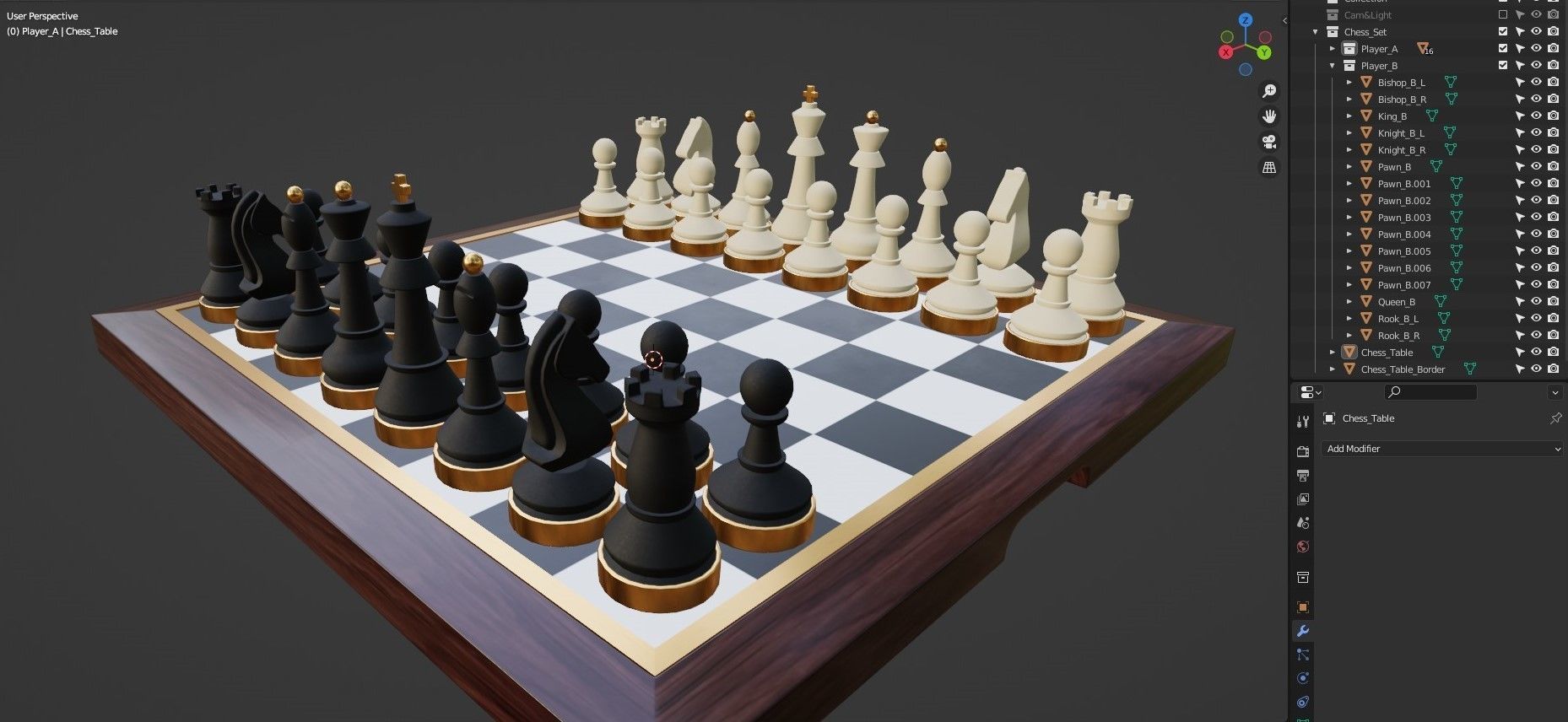 Chess Set board with pieces Low-poly 3D model_4