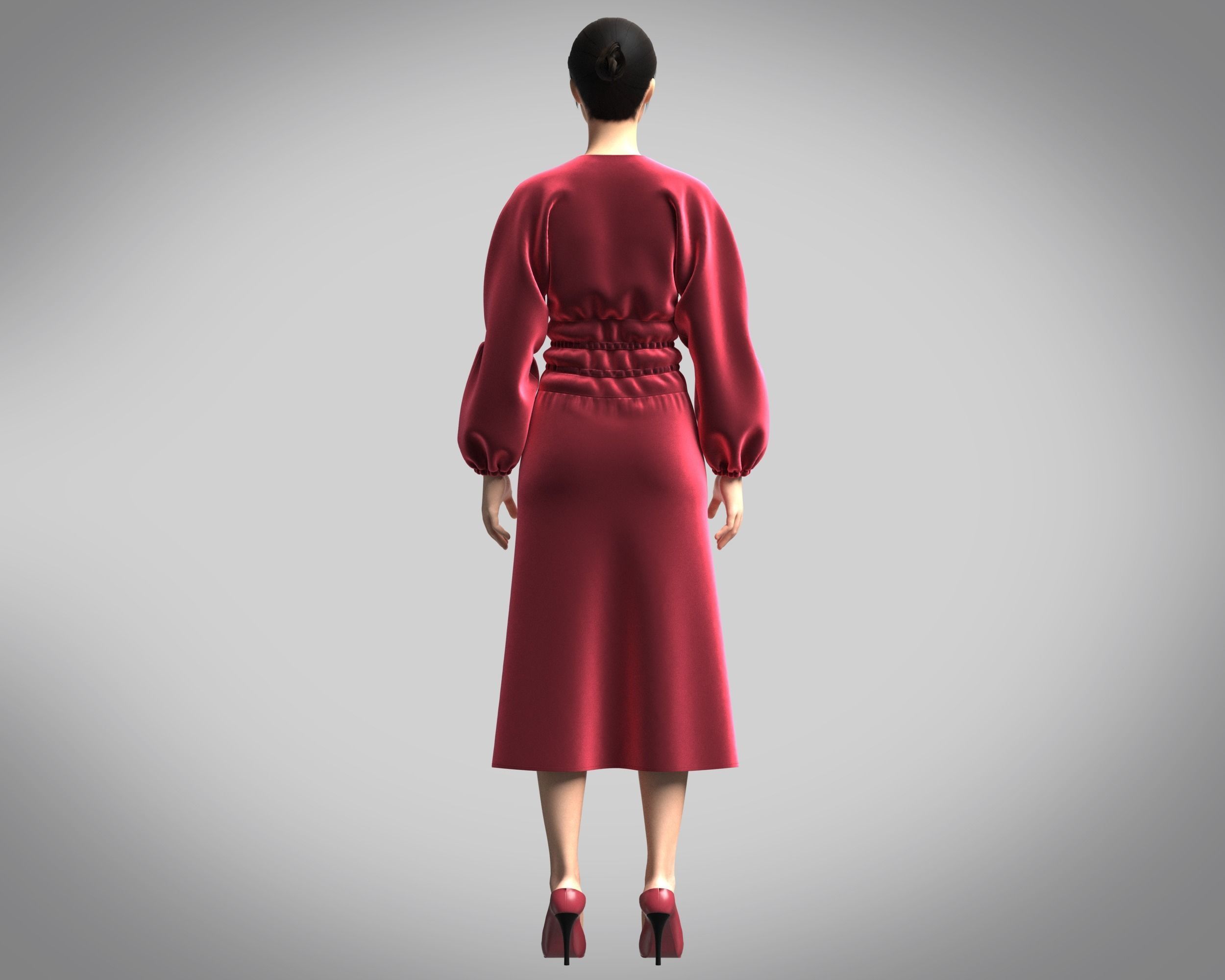 Ladies Leisure Dress 3D model_8