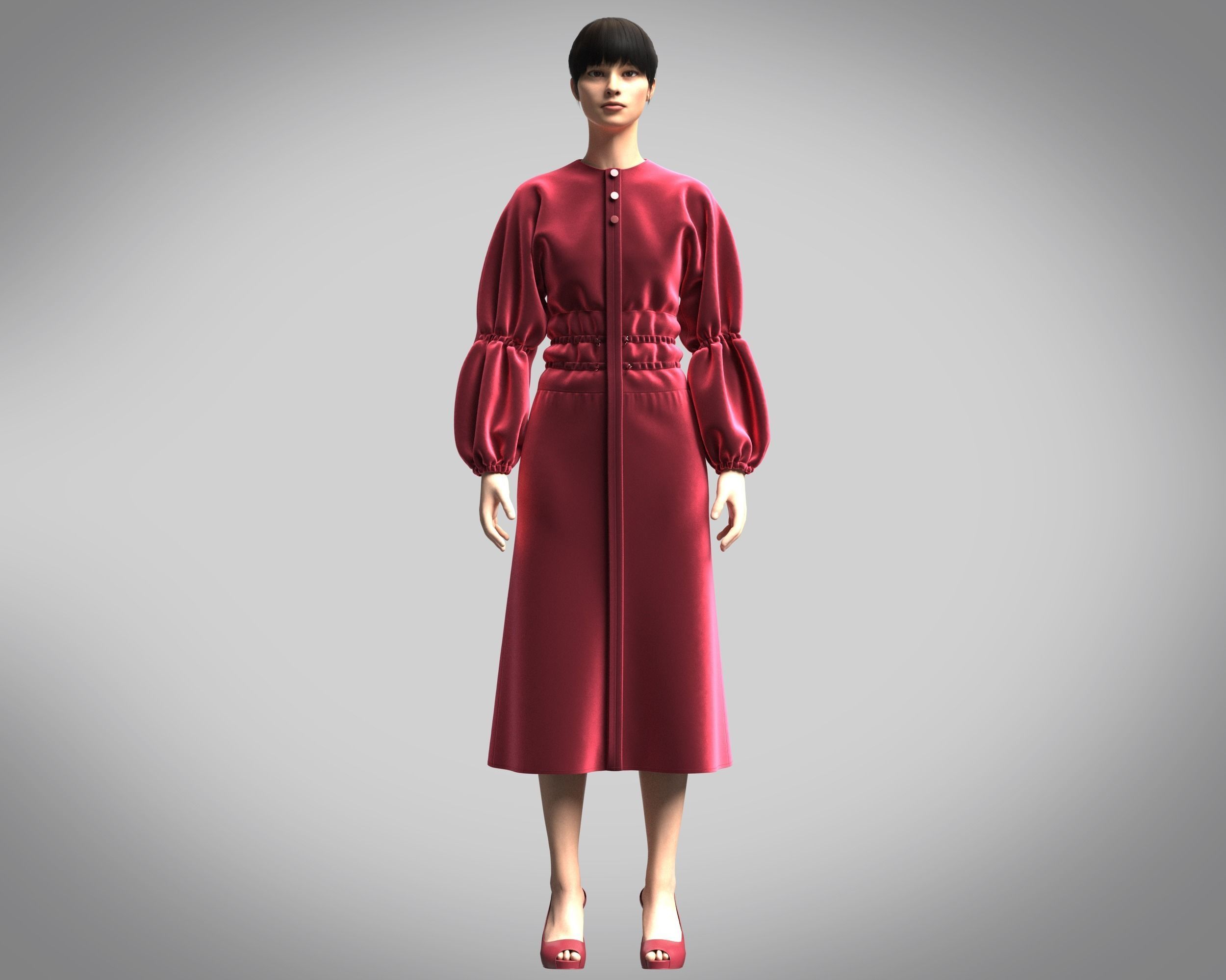 Ladies Leisure Dress 3D model_6
