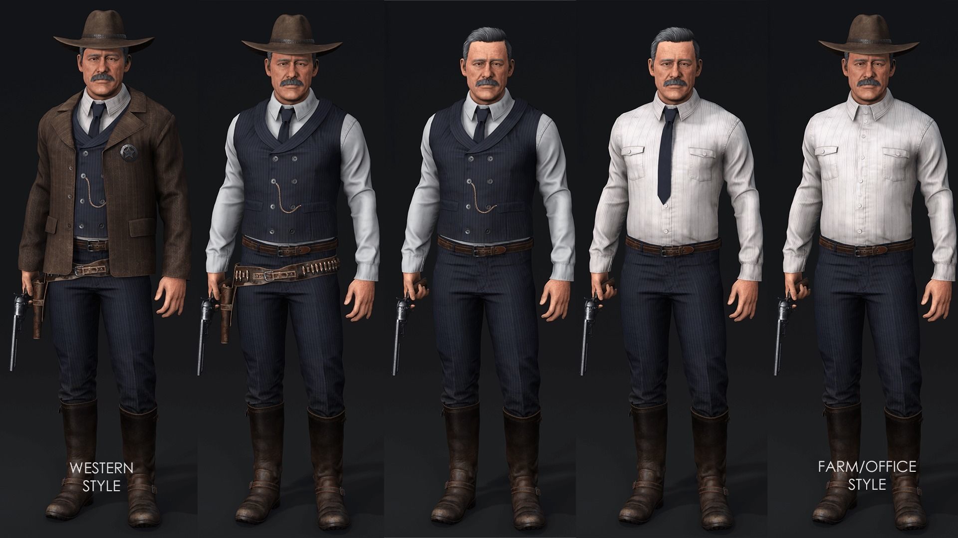 Sheriff  Western Wild West Adventure Survival Shooter Character Low-poly 3D model_8