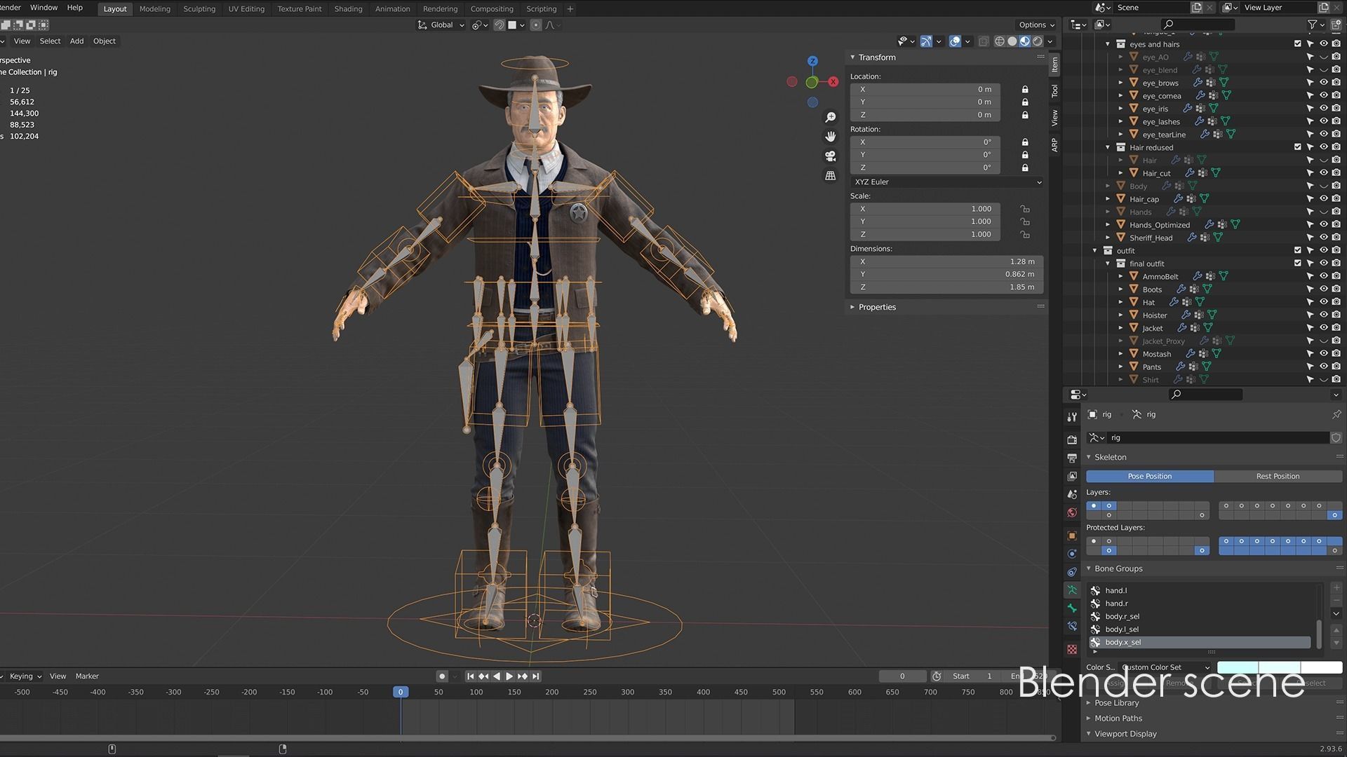 Sheriff  Western Wild West Adventure Survival Shooter Character Low-poly 3D model_25