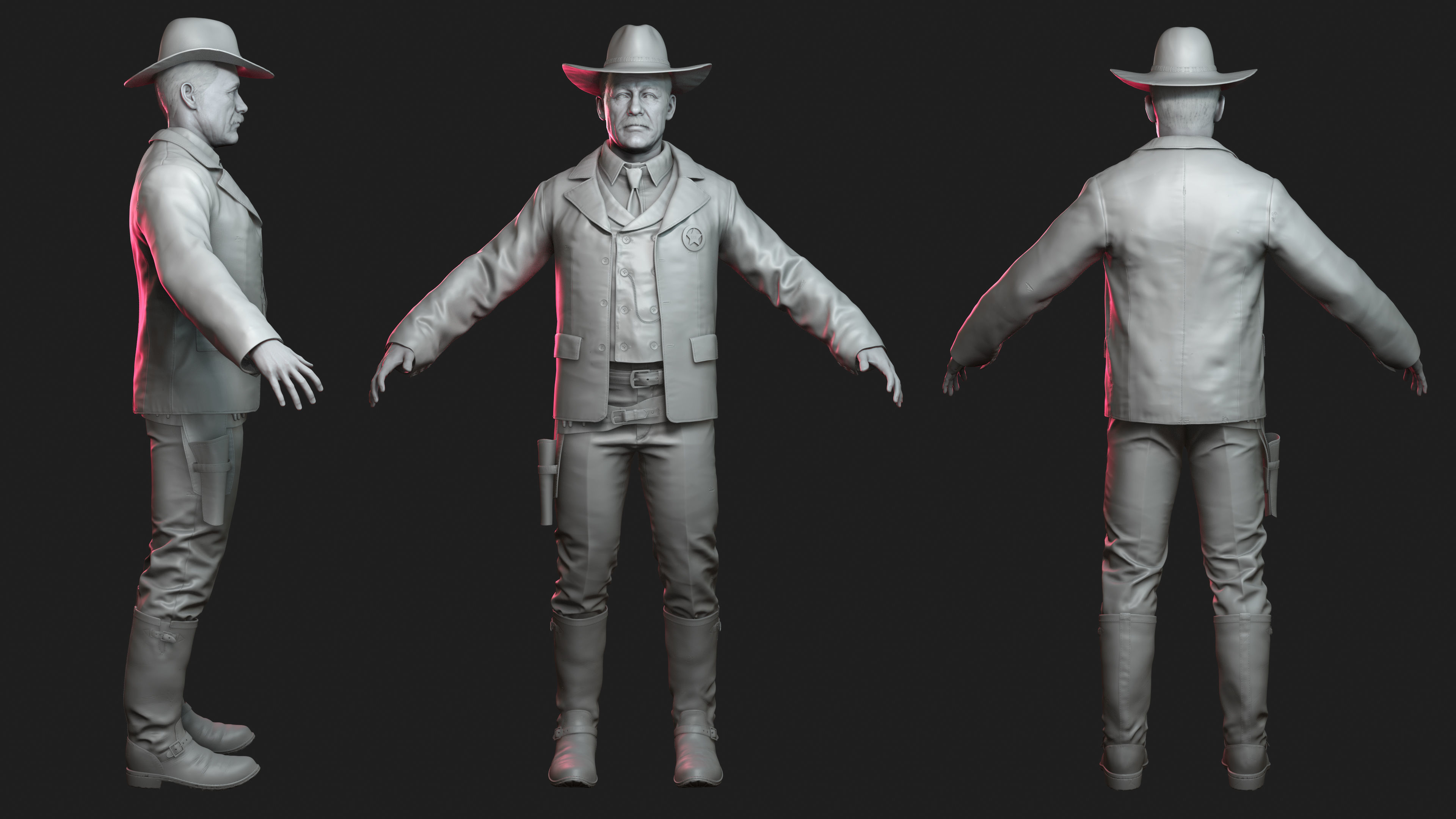 Sheriff  Western Wild West Adventure Survival Shooter Character Low-poly 3D model_11