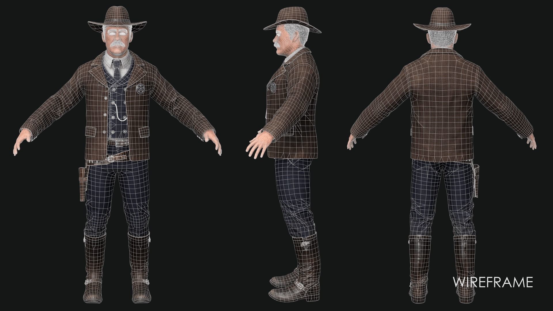 Sheriff  Western Wild West Adventure Survival Shooter Character Low-poly 3D model_12