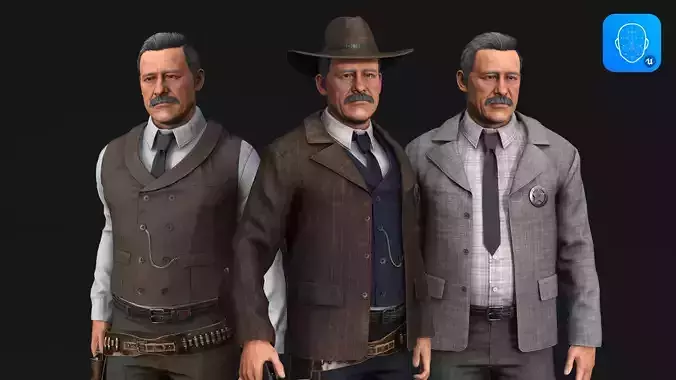 Sheriff  Western Wild West Adventure Survival Shooter Character Low-poly 3D model