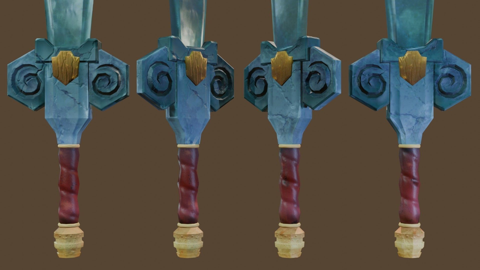 Stylized hand-painted sword Low-poly 3D model_2