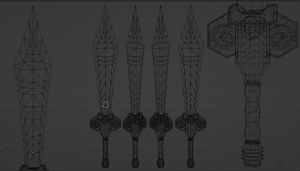 Stylized hand-painted sword Low-poly 3D model_4