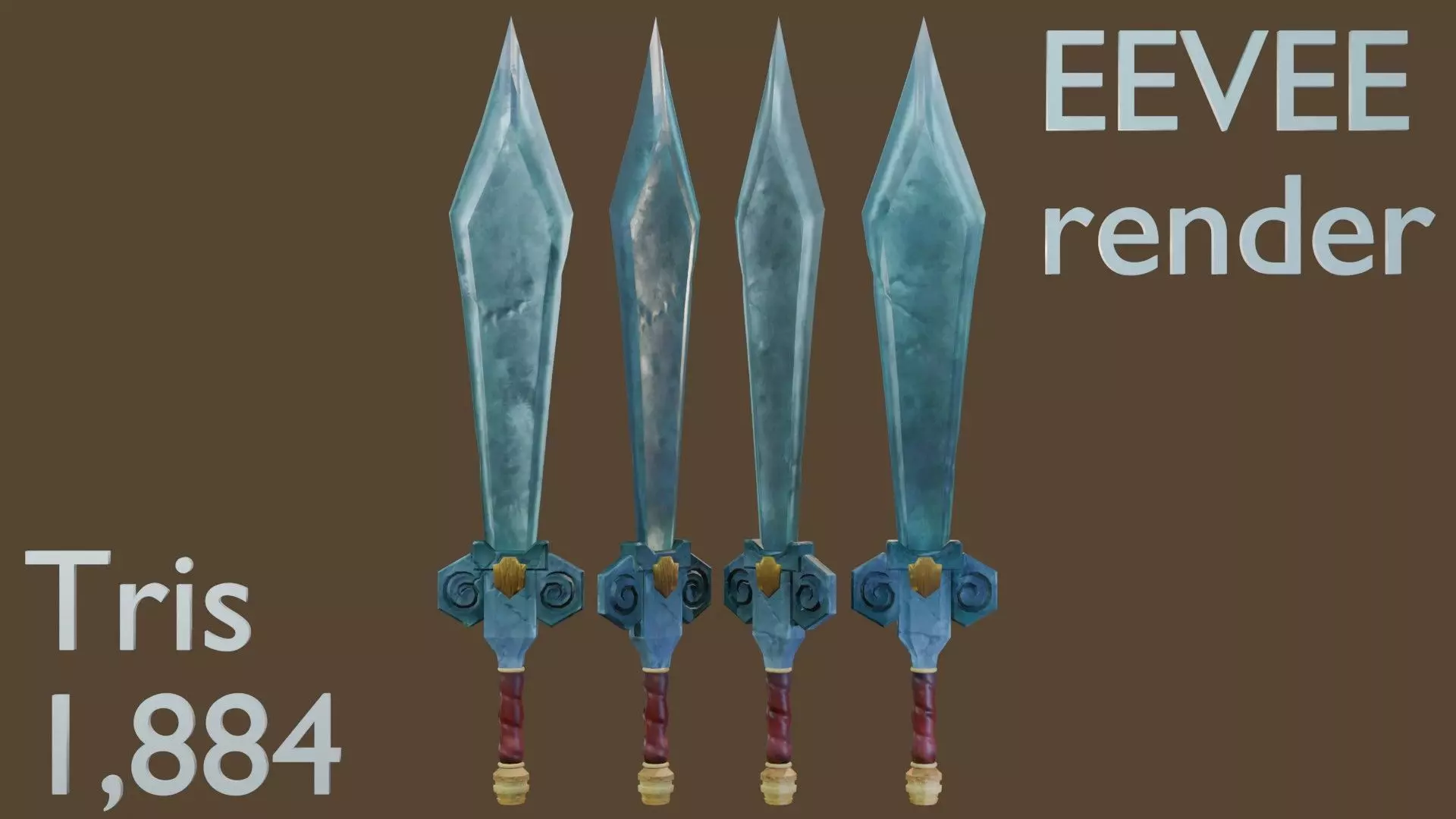 Stylized hand-painted sword Low-poly 3D model_0