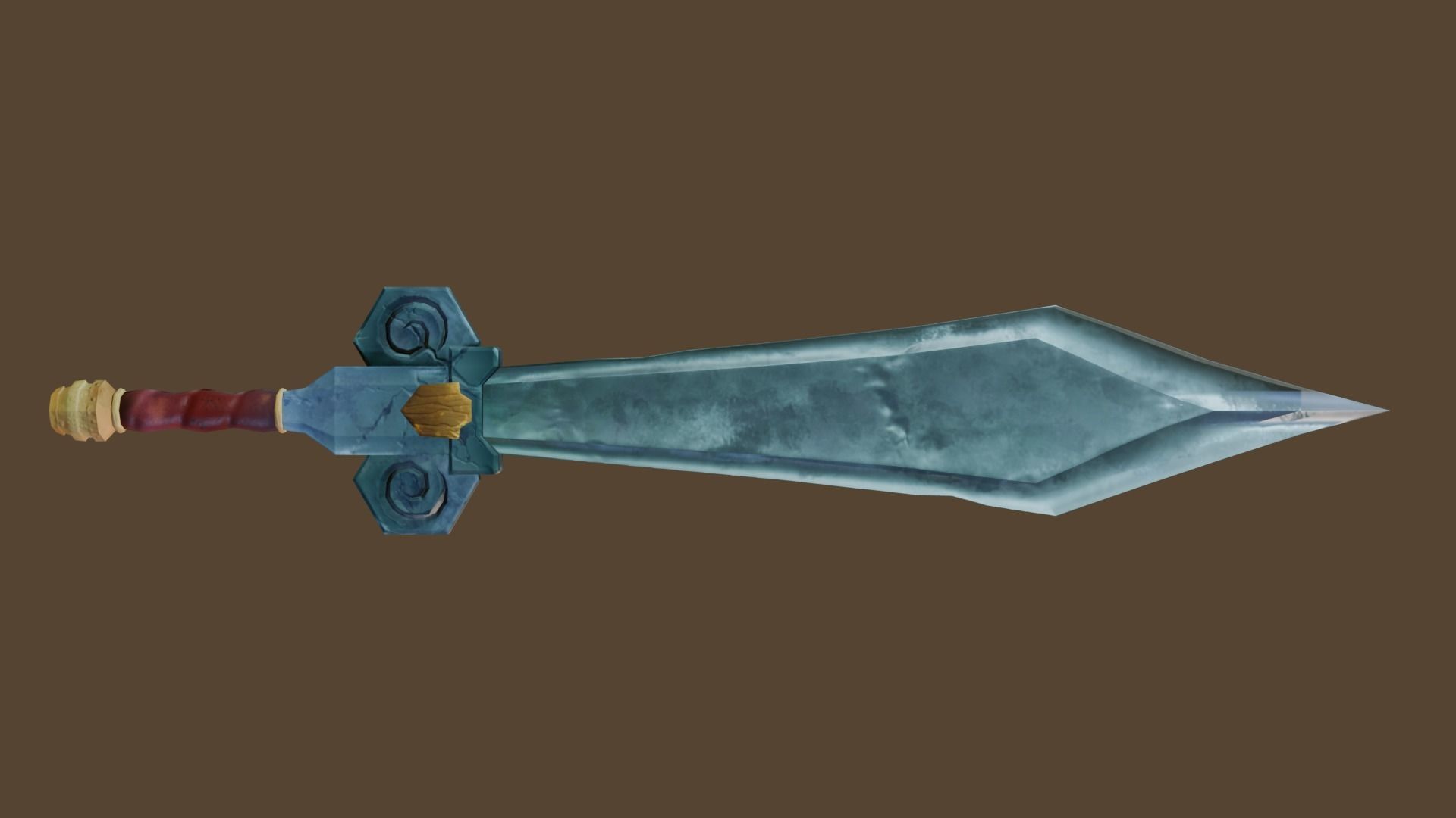 Stylized hand-painted sword Low-poly 3D model_3