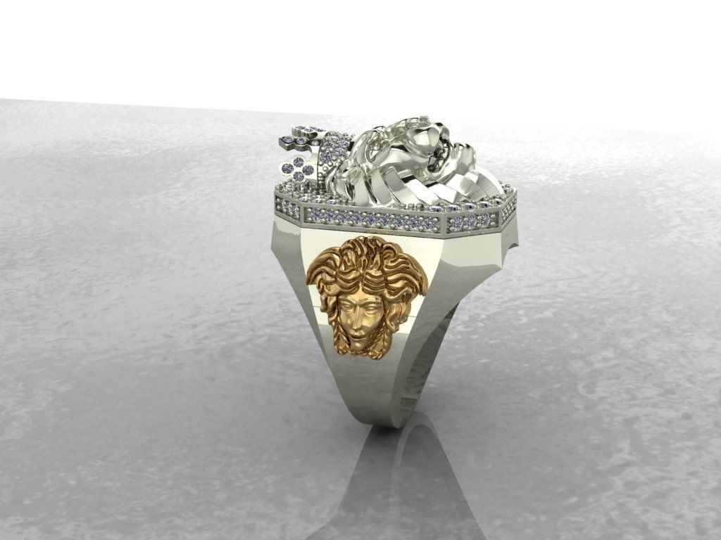 Fashion Ring Lion  3D print model_4