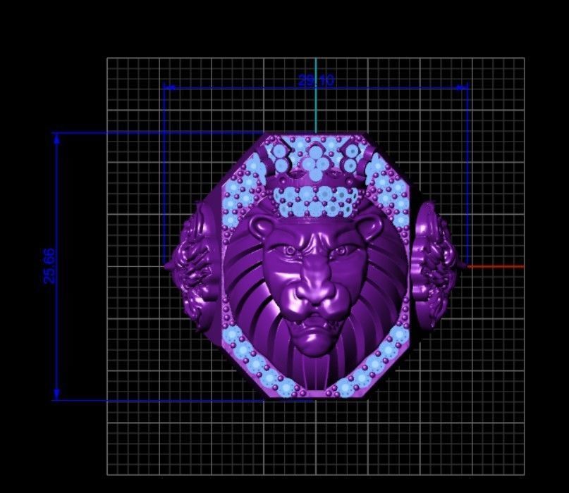 Fashion Ring Lion  3D print model_9