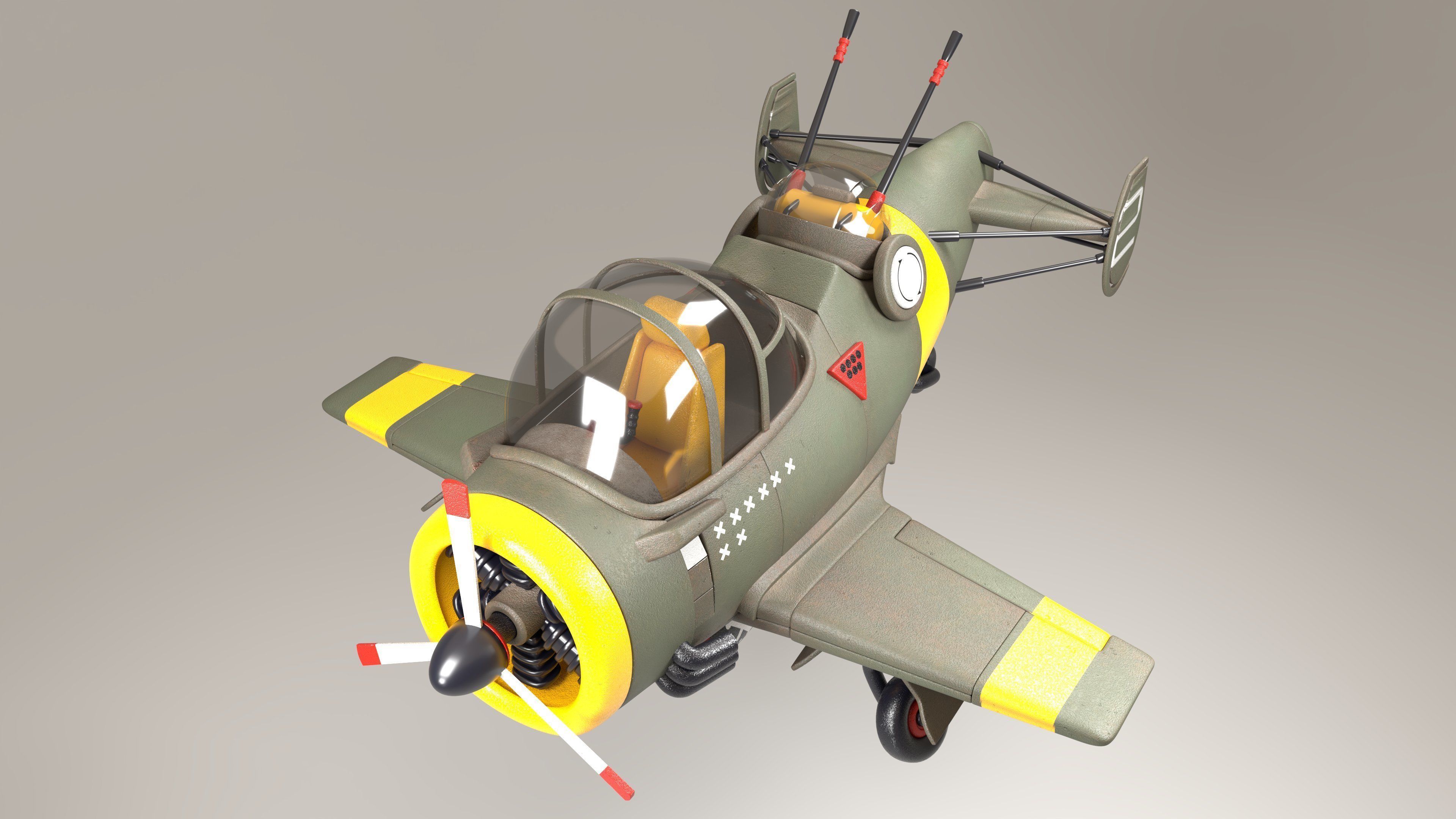 3D airplane Bomber Modeling texturing with substance painter Low-poly 3D model_4