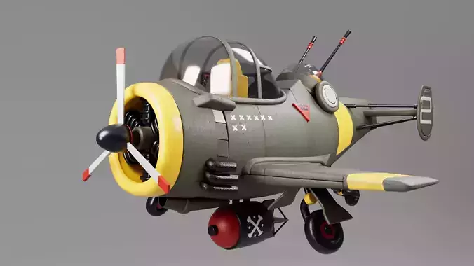 3D airplane Bomber  Modeling  texturing with substance painter