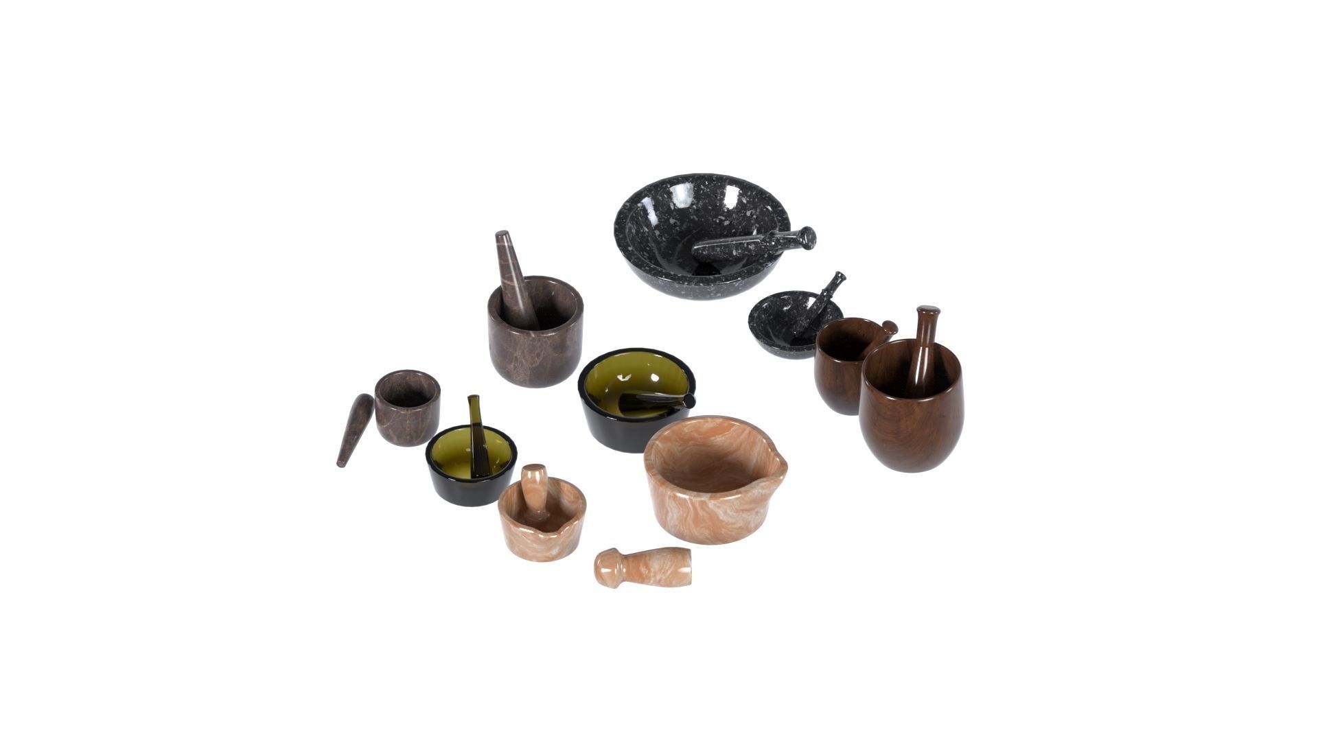 Mortar and pestle set 3d model  Low-poly 3D model_14