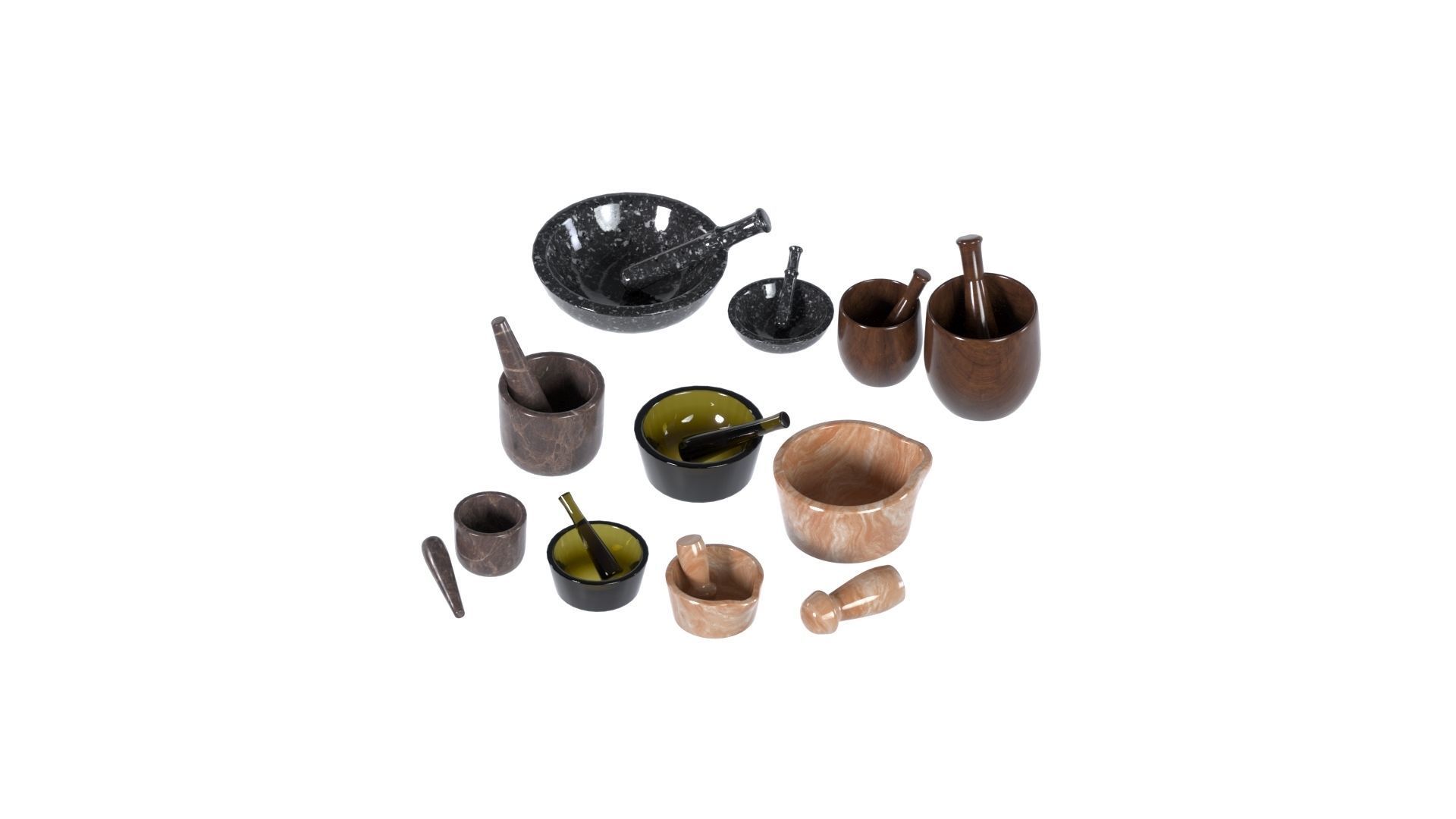 Mortar and pestle set 3d model  Low-poly 3D model_16