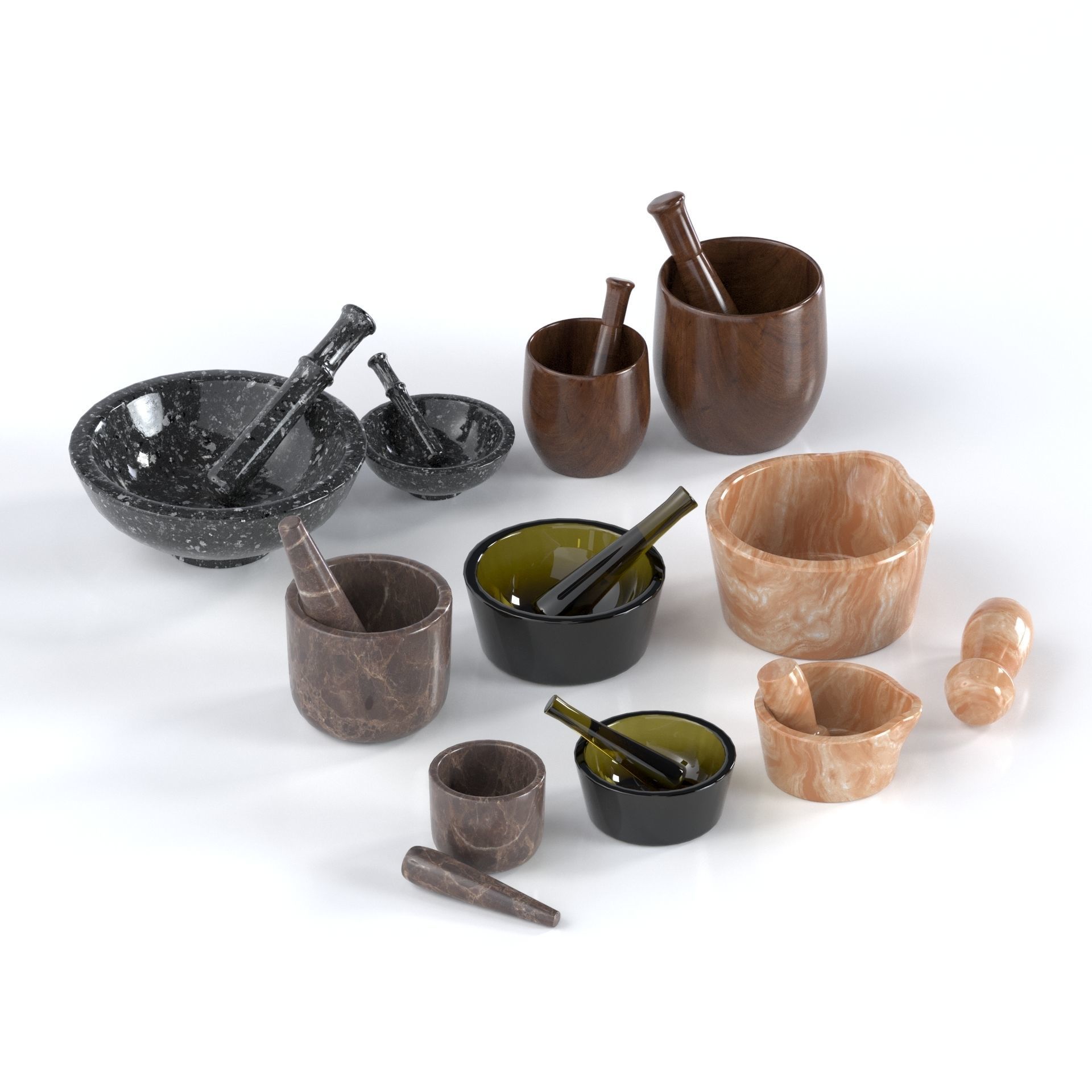 Mortar and pestle set 3d model  Low-poly 3D model_2
