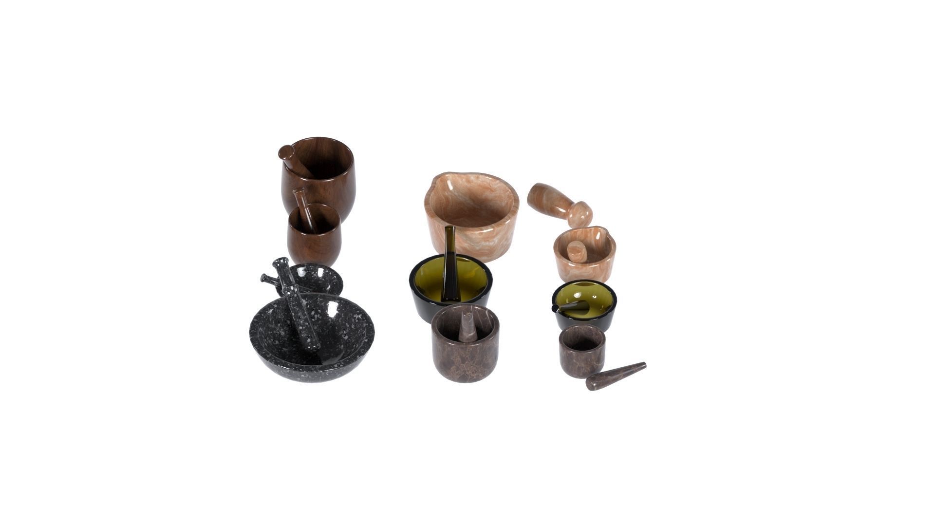 Mortar and pestle set 3d model  Low-poly 3D model_9