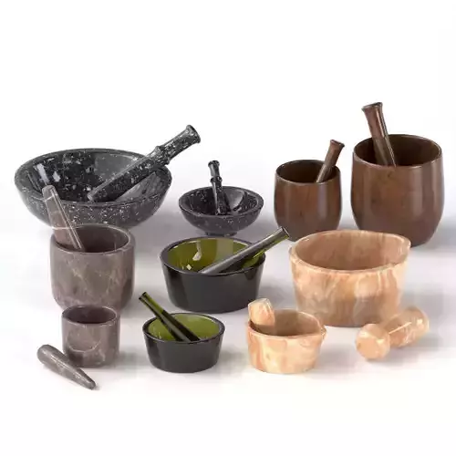 Mortar and pestle set 3d model 