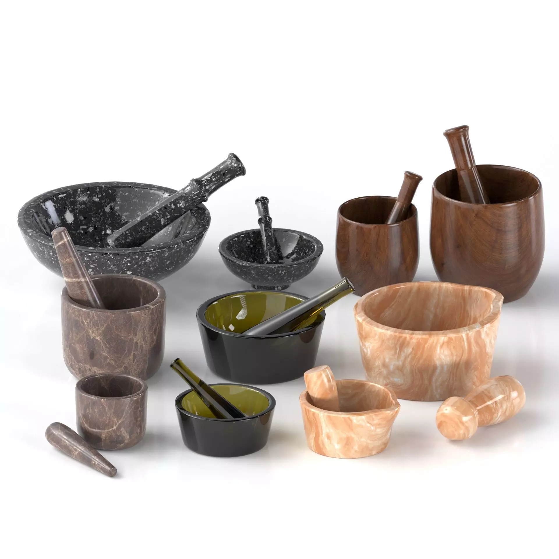 Mortar and pestle set 3d model  Low-poly 3D model_0