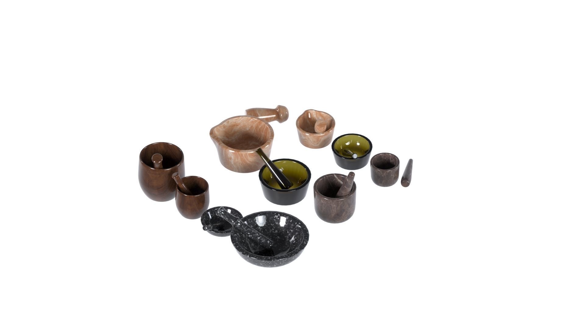 Mortar and pestle set 3d model  Low-poly 3D model_10