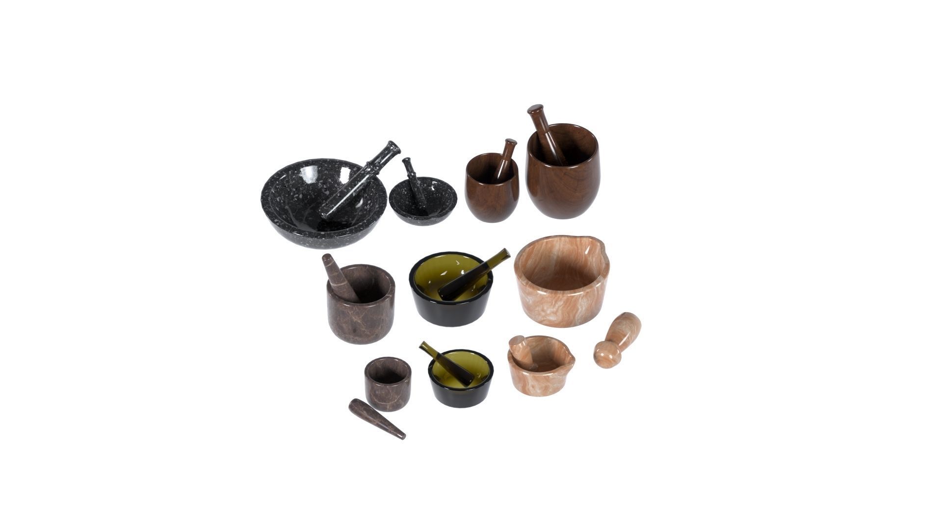Mortar and pestle set 3d model  Low-poly 3D model_7