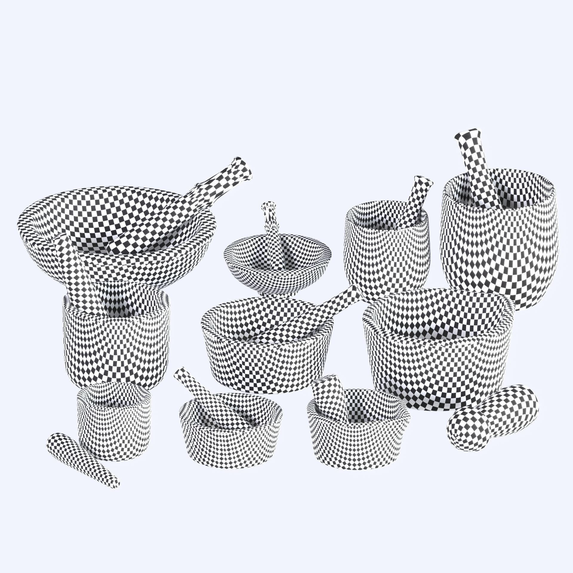 Mortar and pestle set 3d model  Low-poly 3D model_3