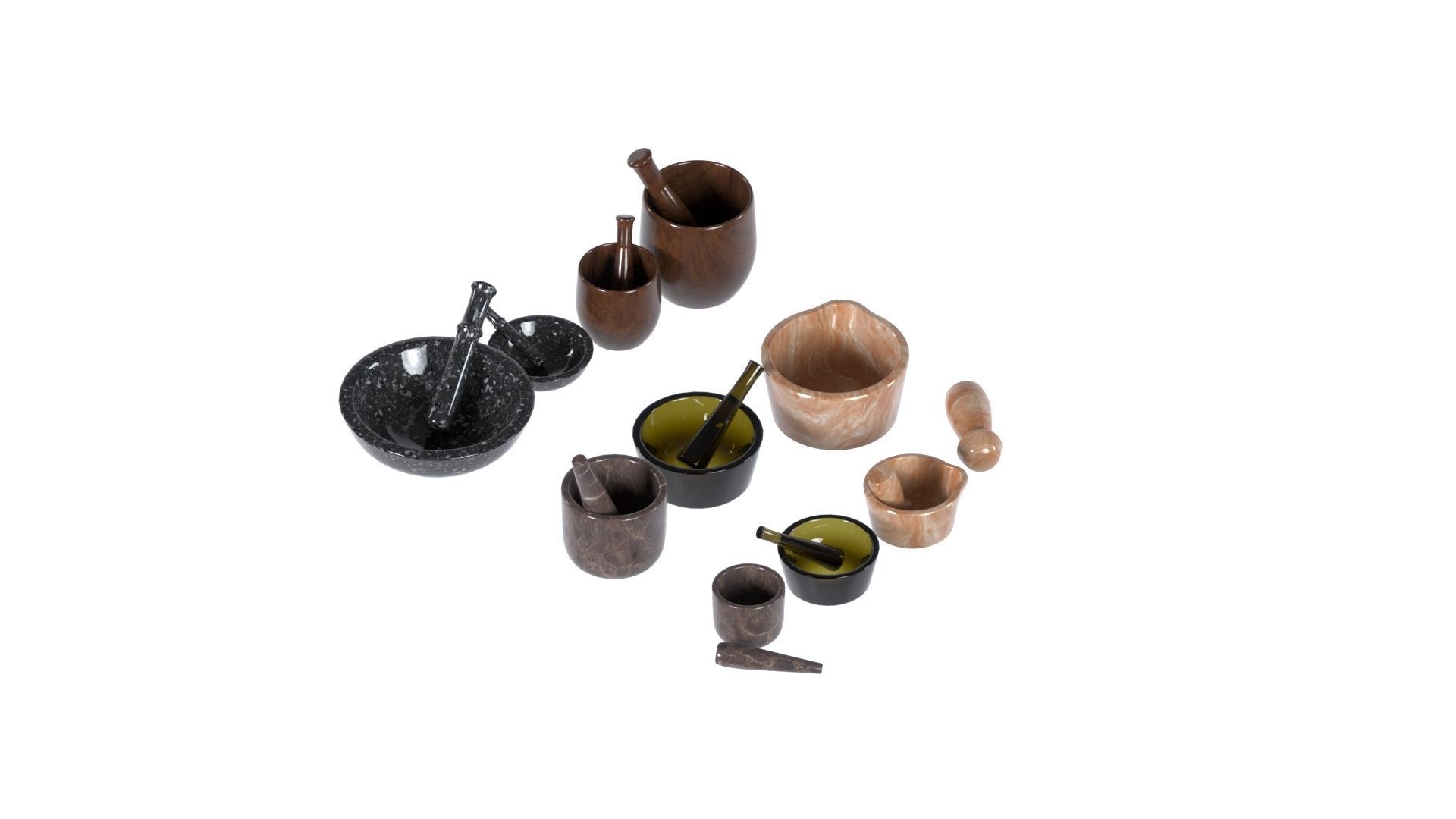 Mortar and pestle set 3d model  Low-poly 3D model_8