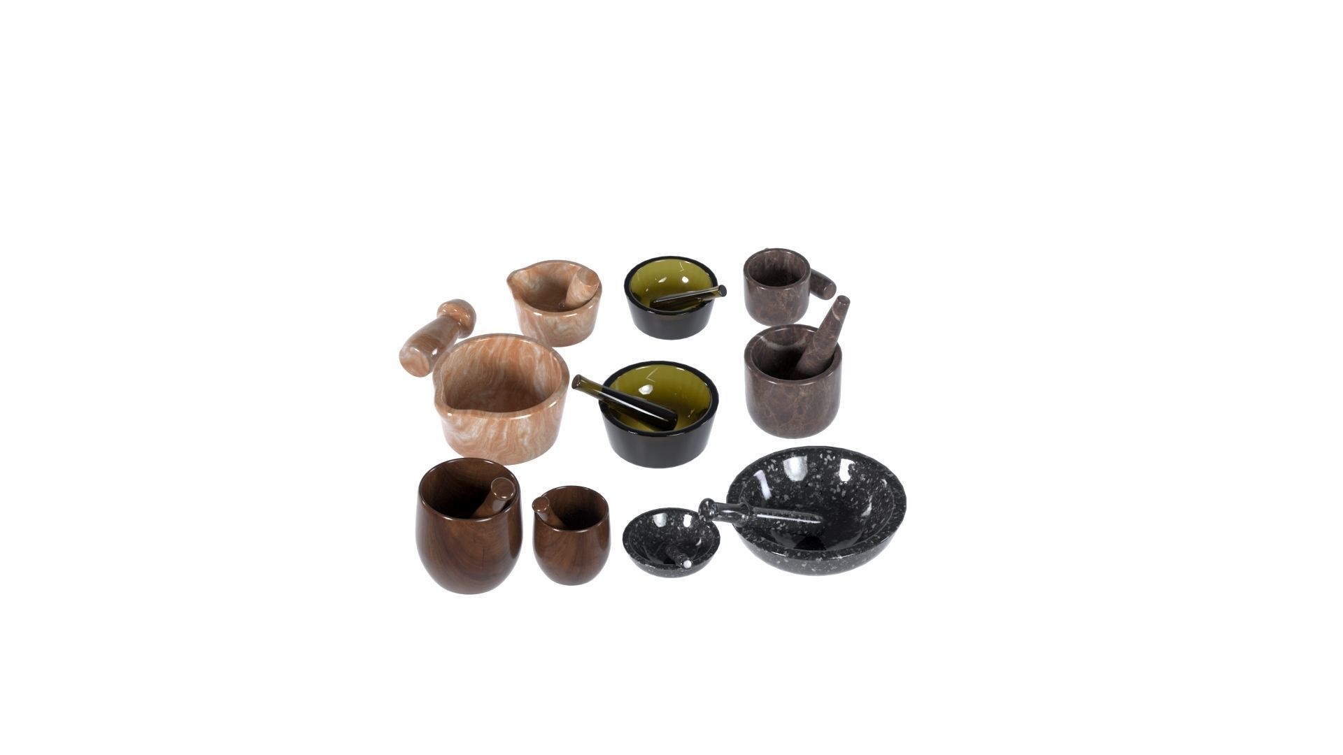 Mortar and pestle set 3d model  Low-poly 3D model_11