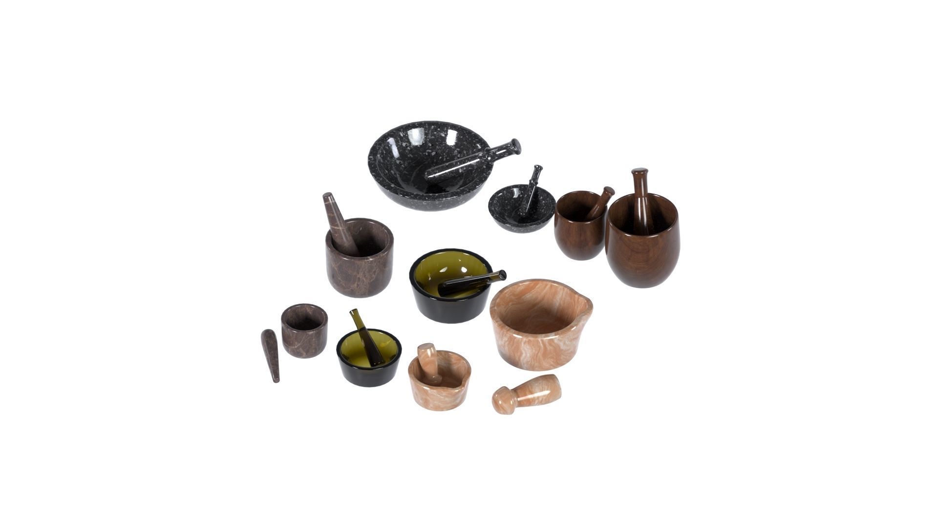 Mortar and pestle set 3d model  Low-poly 3D model_15