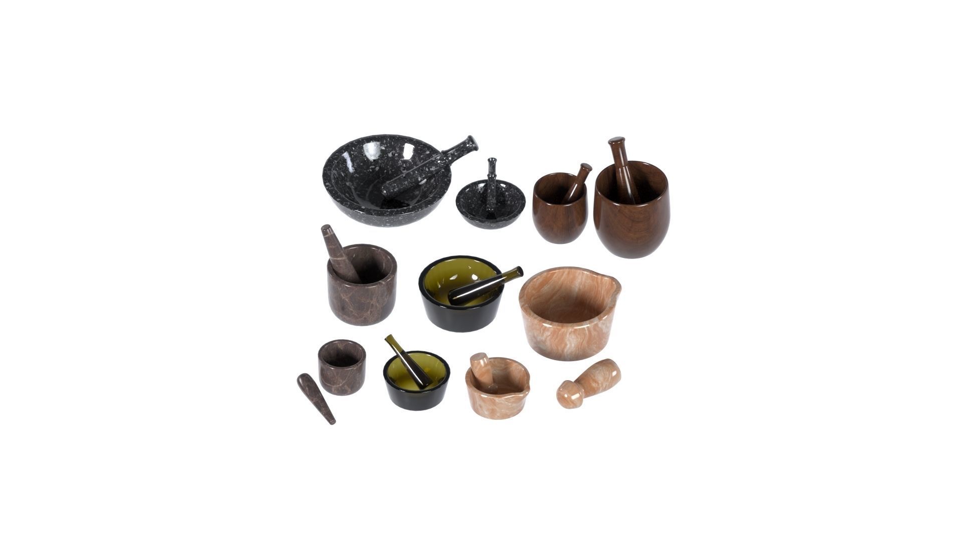 Mortar and pestle set 3d model  Low-poly 3D model_6