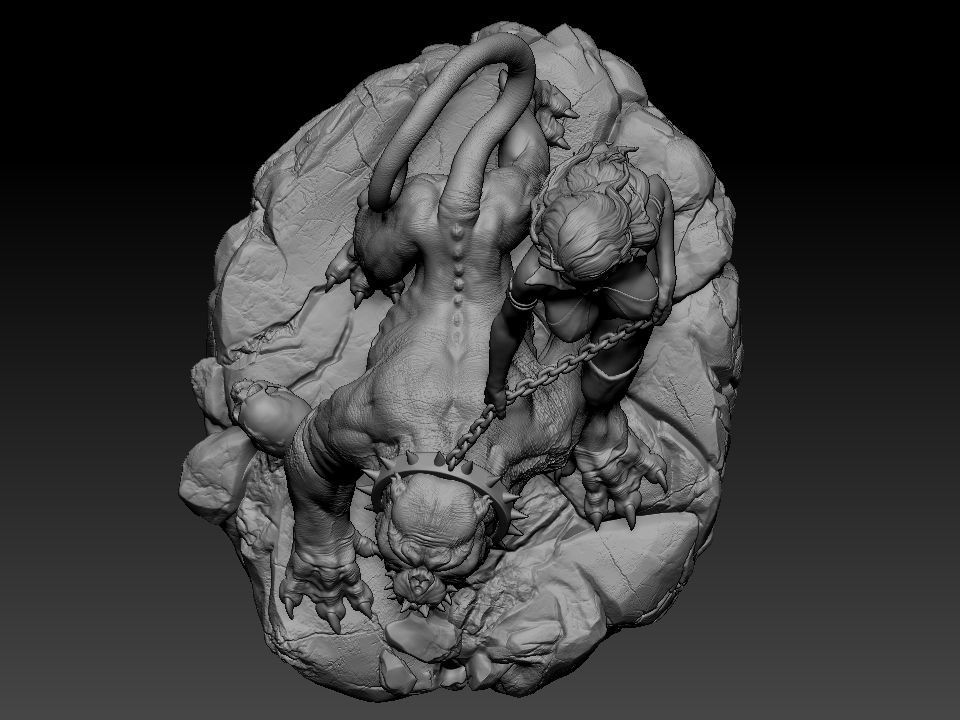 Vampirella woman riding lion 3D print model_62