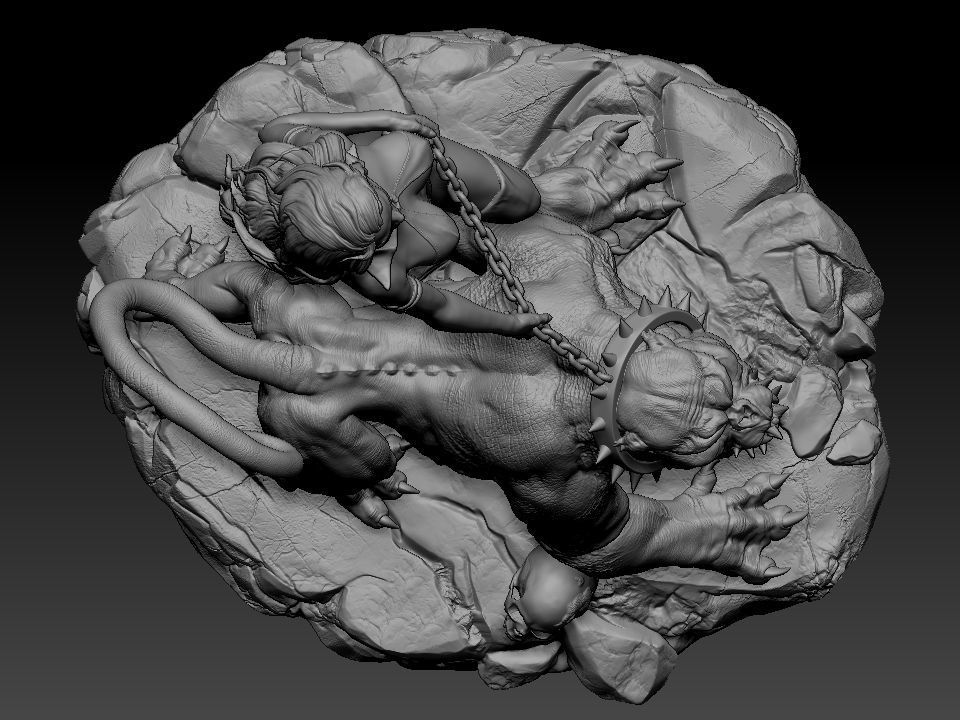 Vampirella woman riding lion 3D print model_72