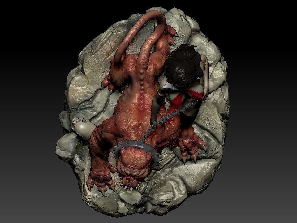 Vampirella woman riding lion 3D print model_61