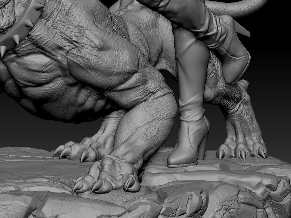 Vampirella woman riding lion 3D print model_64