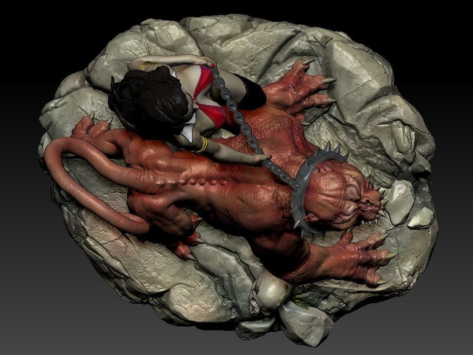 Vampirella woman riding lion 3D print model_71