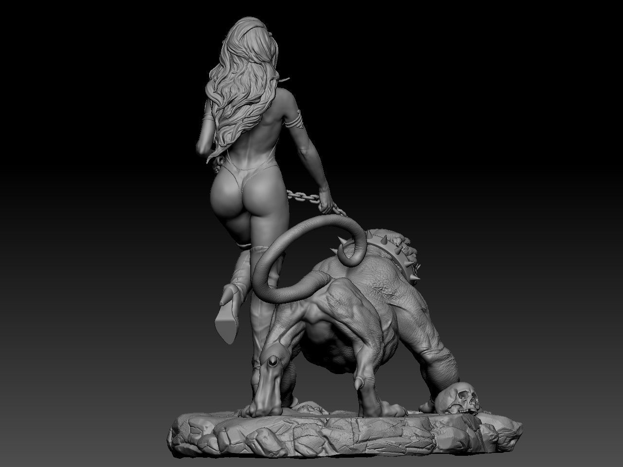 Vampirella woman riding lion 3D print model_22