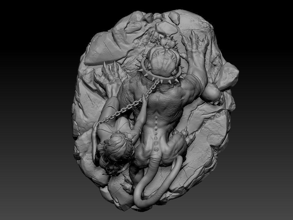 Vampirella woman riding lion 3D print model_60